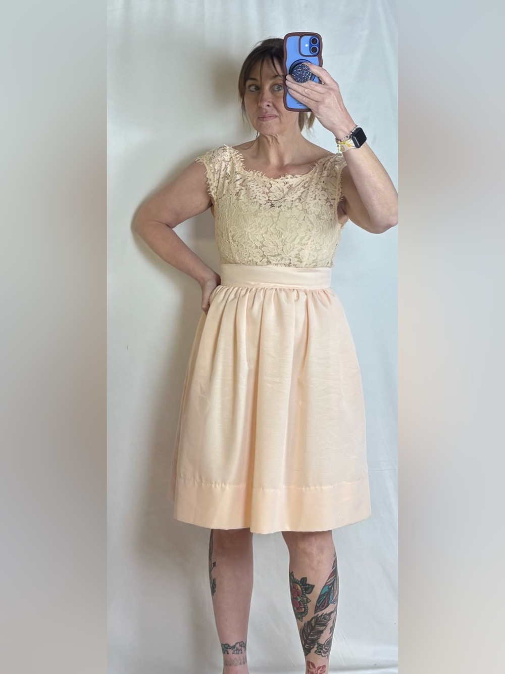 Eliza J Blush Lace Bodice Circle Skirt Dress
